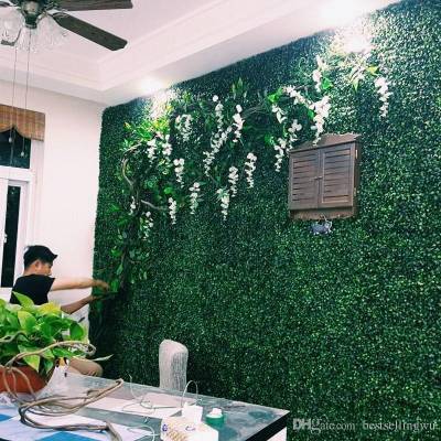 KAYKON Artificial PVC Eucalyptus Grass Mat For Home Decor, Wall Decor- Big Size 60 cm/24 Inch (Pack of 10) Artificial Plant  (60 cm, Green)