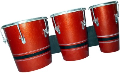 RAM musical Three set Red shiny Colour Wooden Bongo(20 cm, 16 cm, 12 cm)