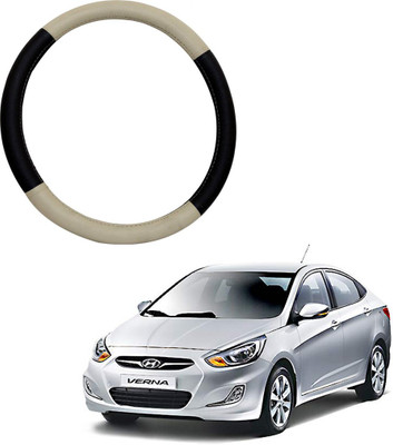 AYW Steering Cover For Hyundai Verna(Beige, Brown, Leather)