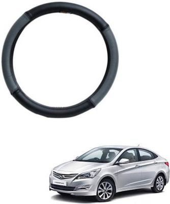 AYW Steering Cover For Hyundai Fluidic Verna(Grey, Black, Leather)