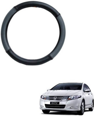 AYW Steering Cover For Honda City(Grey, Black, Leather)