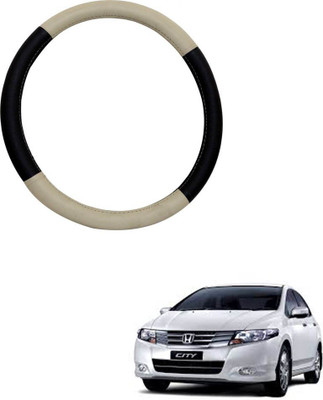 AYW Steering Cover For Honda City(Beige, Black, Leather)
