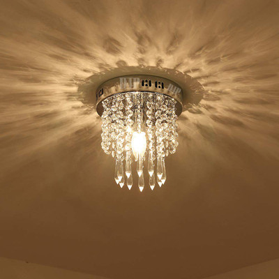D4P 27 cm Width Crystal Chandelier LED Ceiling Light Pendant Bulb Chandelier Ceiling Lamp(Clear)