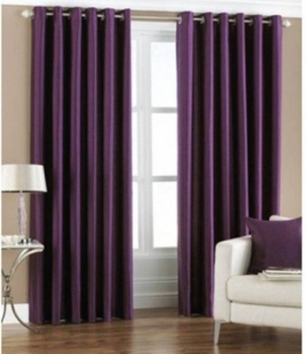 HHH FAB 152.4 cm (5 ft) Polyester Semi Transparent Window Curtain (Pack Of 2)(Solid, Purple)