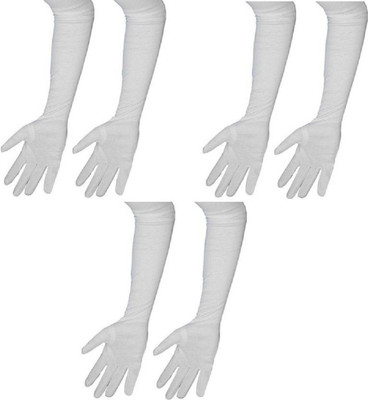 Tridhara Cotton Arm Sleeve For Men & Women(Free, White)