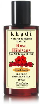 PreVeda Khadi Rose Hibiscus fast hair regrowth Oil with best natural oils for Anti hair fall Hair Oil(100 ml)