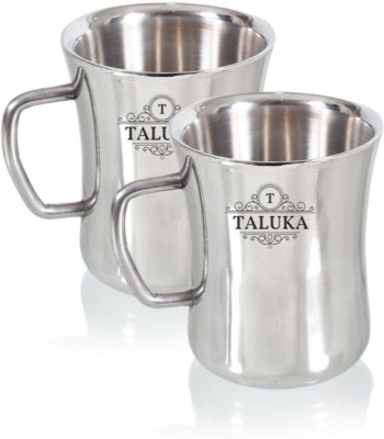 TALUKA Stainless Steel Mirror Finish Coffee and Tea Set of 2 Stainless Steel Coffee Mug(300 ml, Pack of 2)