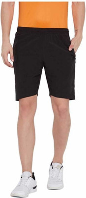 Forgesy Solid Men Black Sports Shorts