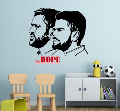 WALLSTICK 45 cm Dhoni and Kholi The Pride of Cricket beautiful wallsticker Self Adhesive Sticker(Pack of 1)