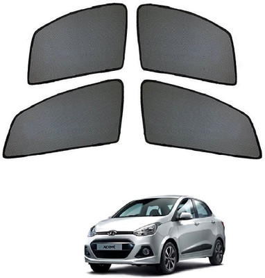 AuTO ADDiCT Side Window, Rear Window Sun Shade For Hyundai Xcent(Black)