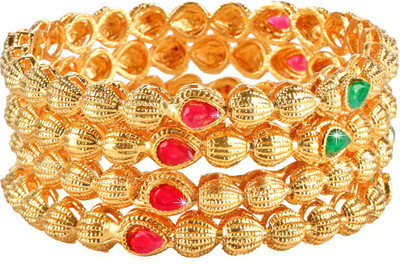 YELLOW CHIMES Metal Gold-plated Bangle Set(Pack of 4)