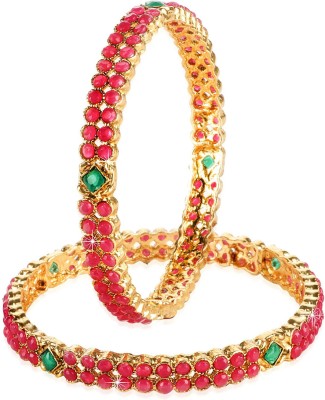 YELLOW CHIMES Metal Ruby Gold-plated Bangle(Pack of 2)