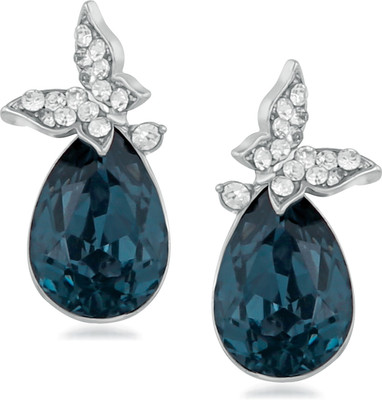 OVIYA Exclusive Blue and White Earrings Crystal Alloy Stud Earring