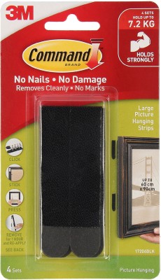 Command Command™ Black Large Picture Hanging Strips , 4 strips Hook 1(Pack of 1)