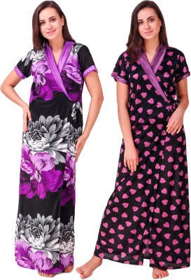 YUALIN CREATION Women Robe(Purple, Multicolor)