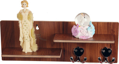 7CR Step Shelf Key H (WB) Wood Key Holder(4 Hooks, Brown)