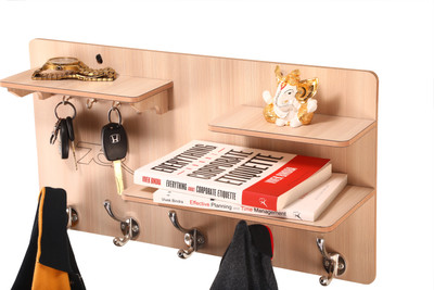 7CR Key holder KH-10-DS Wood Key Holder(9 Hooks, Beige)