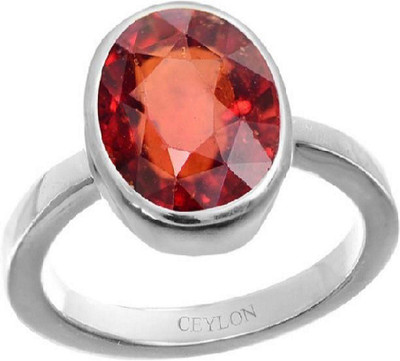 CEYLONMINE Hessonite Ring With Certified Garnet/Gomed Astrological Stone Stone Garnet Silver Plated Ring
