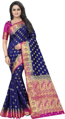 ANGOORI TEXTILES Woven Bollywood Art Silk Saree(Blue, Pink)