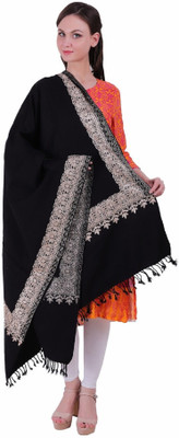 Kashmiri Shawl Wool Embroidered Women Shawl(Black)