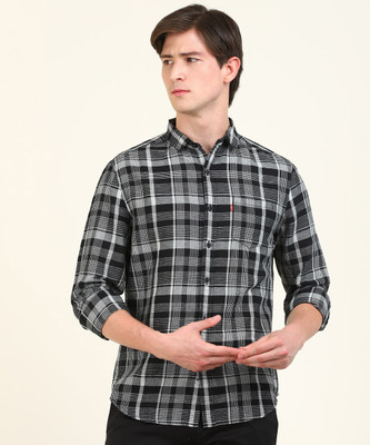 LEVI'S Men Checkered Casual Black, Grey Shirt