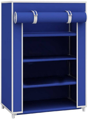 Global Bazarro Multipurpose Metal Collapsible Shoe Stand(Blue, 4 Shelves)
