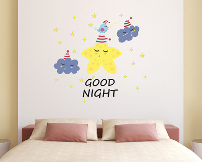 fuzzy 80 cm Good Night Self Adhesive Sticker(Pack of 1)