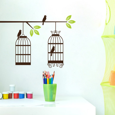 Flipkart SmartBuy 38.1 cm Cage and Birds and Tree Self Adhesive Sticker(Pack of 1)