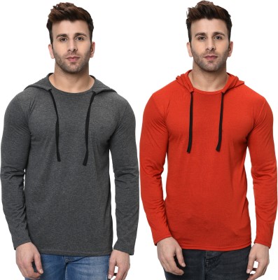 Unite Wear Solid Men Round Neck Red, Grey T-Shirt