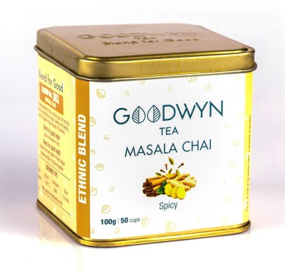 Goodwyn Masala Classic Black Tea with Traditional Indian Spices, 100 Grams, Makes 50 Cups Cardamom, Cinnamon, Cloves, Ginger Black Tea Box(100 g)