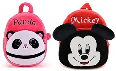 Blue Tree Velvet Kids School Bag - 2 to 5 Age (_Best_Red_Pink_Mickey&Panda 03) 10 L Backpack(Red)