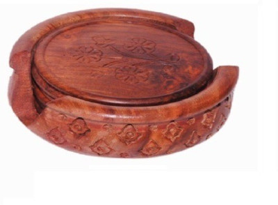 Gaura Art & Crafts Round Reversible Wood Coaster(Pack of 6)