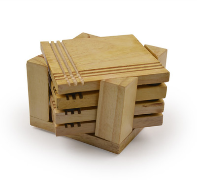 StyleMyWay Square Reversible Wood Coaster Set(Pack of 4)