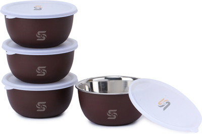 S&S Steel, Polypropylene Grocery Container  - 500 ml(Pack of 4, Brown)