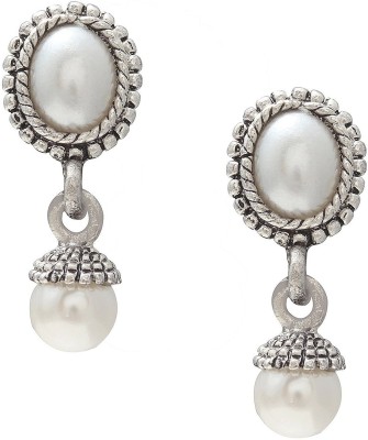 Dzinetrendz Faux Pearl Oval and Round Drop Pearl Brass Drop Earring Pearl Brass Drops & Danglers