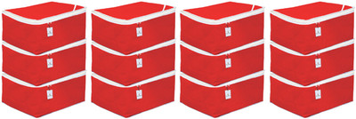 KUBER INDUSTRIES Plain Non Woven Saree Cover Bag Set of 12 Pcs SARVD05654(Red)