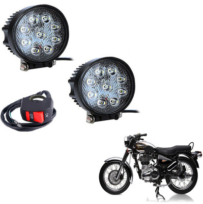 MOCKHE VLB-ROU9LD2P-85 Headlight Motorbike LED for Royal Enfield (12 V, 27 W)(Universal For Bike, Pack of 2)