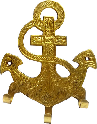Purpledip Brass Wall Hooks 'Pirate Anchor': Vintage Design Decorative Hanger Hook 3(Pack of 20)