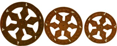 Santarms Handmade 3 Piece Set Wheel Shape Wood Key Holder(17 Hooks, Brown)