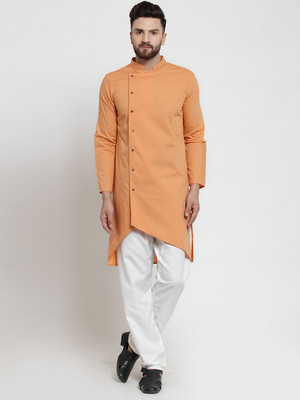 WESTCLO Men Solid Trail Cut Kurta(Orange)