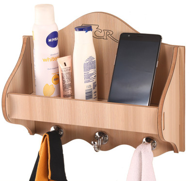 7CR Key holder unique 3.3 Wood Key Holder(3 Hooks, Beige)