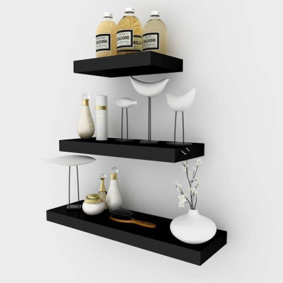 FUTURE GENERATION V GROUP wall rack shelf MDF (Medium Density Fiber) Wall Shelf(Number of Shelves - 3, Black)