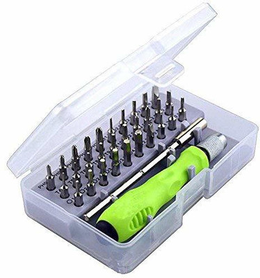 Gabbar ® 32 in 1 Mini Interchangeable Bits Precision Screwdriver Set Tool Kit With Magnetic Flexible Extension Rod For ™ Mobile Phone PC Laptop open and Repair Ratchet Screwdriver Set(Pack of 1)