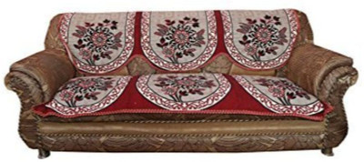 Casanest Cotton Embroidered 3+2 Seater Sofa Cover(Maroon Pack of 6)