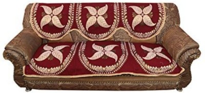 Casanest Cotton Embroidered Sofa Cover(Red Pack of 6)