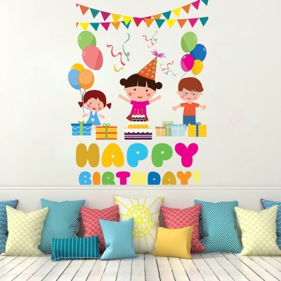 Wallzone 80 cm Birthday Removable Sticker(Pack of 1)