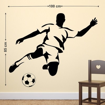 Zampyy 100 cm Football Kick| Wall Stickers |PVC Vinyl| Non-Reusable Sticker | Self Adhesive Sticker(Pack of 1)
