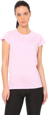 PUMA Solid Women Round Neck Pink T-Shirt