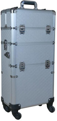 AJOR Professional Rolling Vanity Beauty Bridal Makeup Cosmetic Aluminium Case R103 PVC E514S Makeup, Makeup & Jewelerry , Cosmetics, Beauty Vanity Box(Silver)