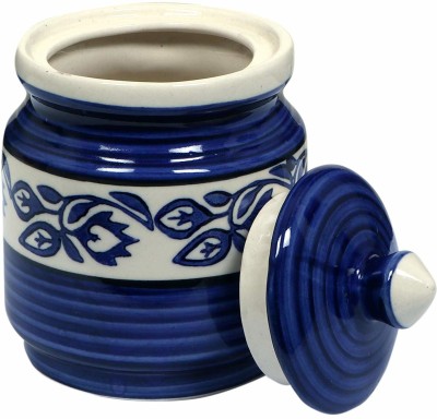 Raj royal jewelery Ceramic Pickle Jar  - 1 L(Blue)